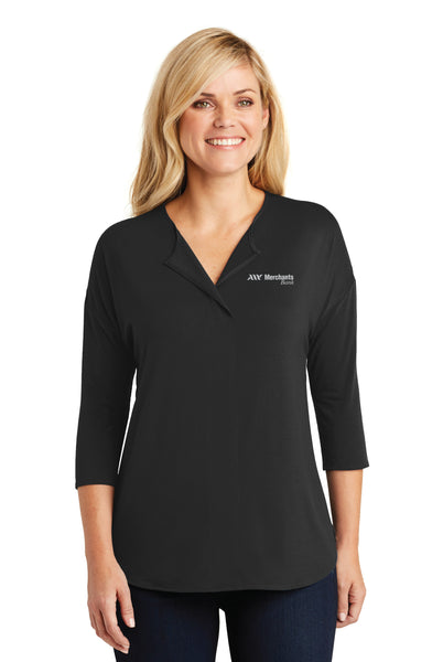 Ladies Concept 3/4-Sleeve Soft Split Neck Top