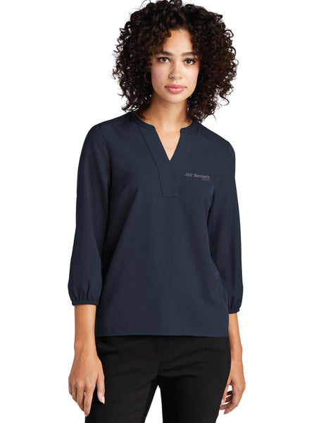 MERCER+METTLE™ Women's Stretch Crepe 3/4-Sleeve Blouse